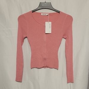 ReoRia Dusty Pink Ribbed Cardigan